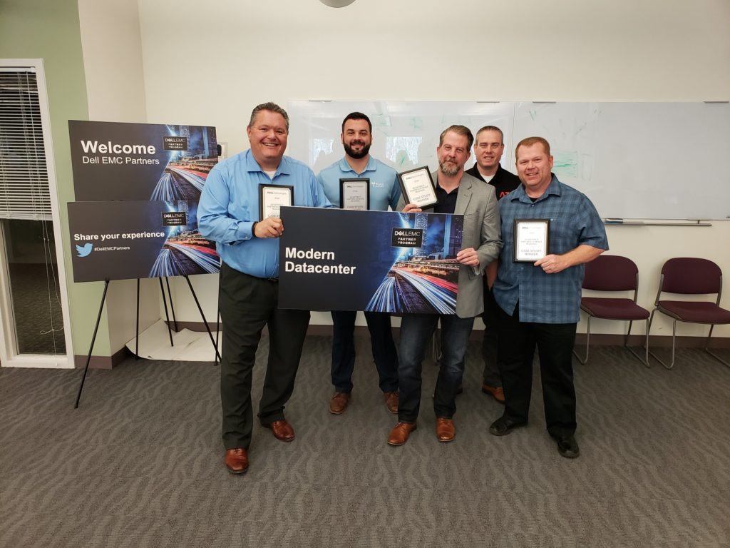 Aaron Bradd and his team winning the case study challenge for Modern Datacenters with Dell EMC.