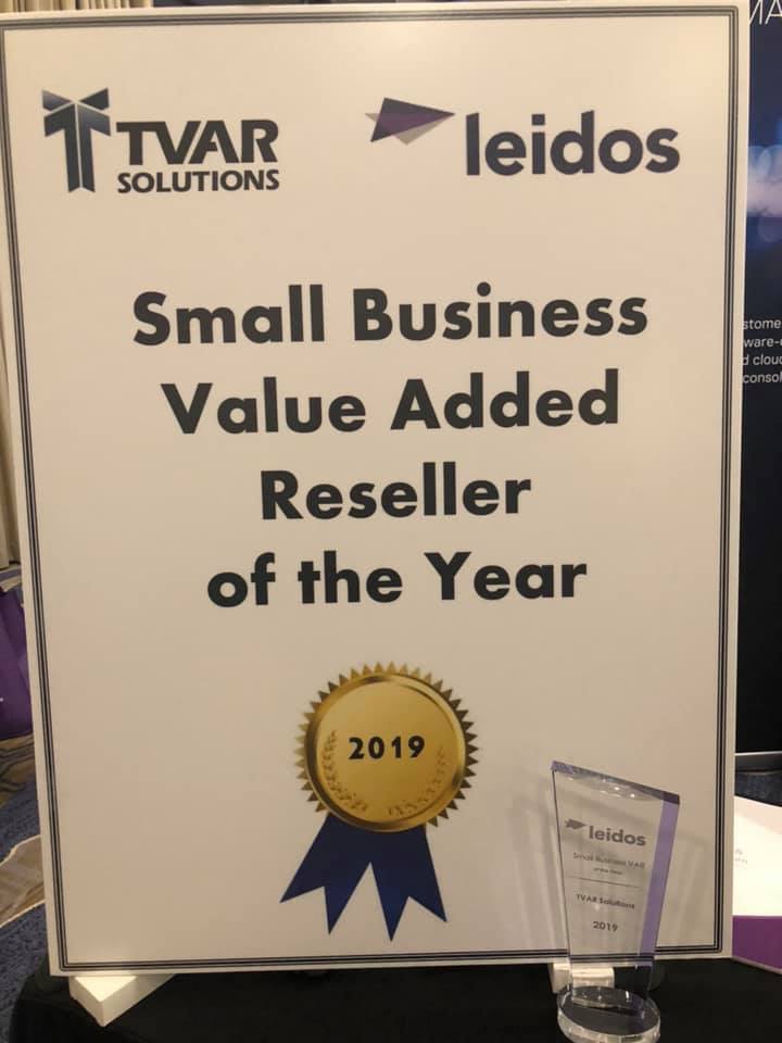 TVAR Solutions was named Small Business Value Added Reseller of the Year for 2019