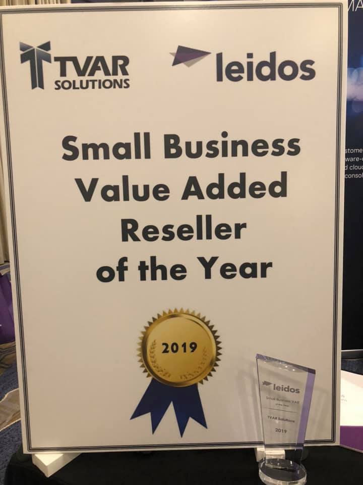 TVAR Solutions was named Small Business Value Added Reseller of the Year for 2019