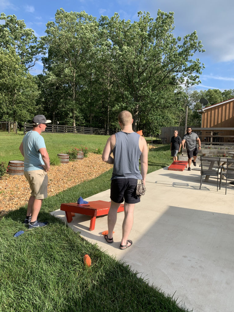 Some of our inside sales representatives and account managers went head to head on a game of corn hole during our happy hour